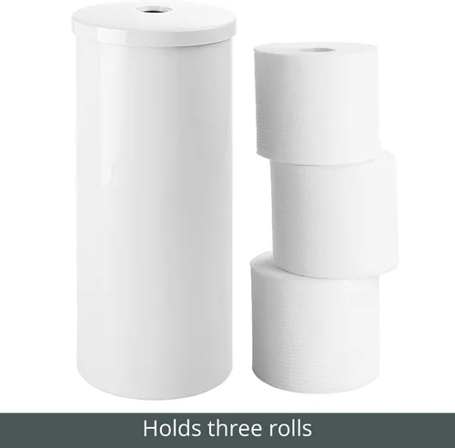 Vista 5 de mDesign - Organizador de papel higiénico de pie para piso con cubierta, almacenamiento de 3 rollos de papel de seda para ahorrar espacio para baño