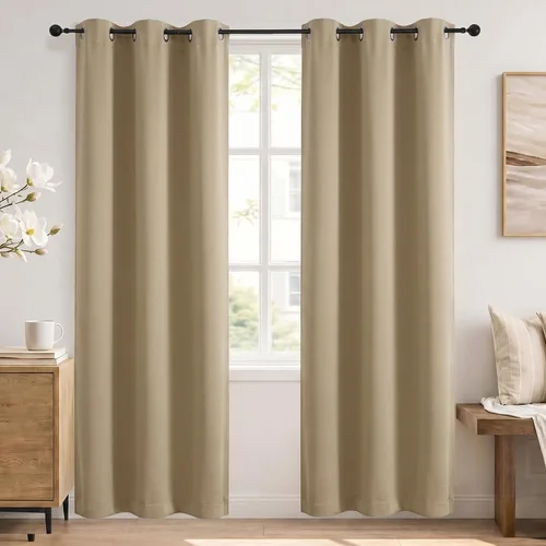 Vista 85 de Simplebrand Cortinas blancas puras de 96 pulgadas de largo para oscurecer la habitación, juego de 2 paneles para dormitorio/sala de estar, bloqueo
