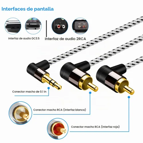 Vista 3 de CableCreation Cable de 0.1 in a RCA de 3 pies, ángulo 2RCA a divisor en Y