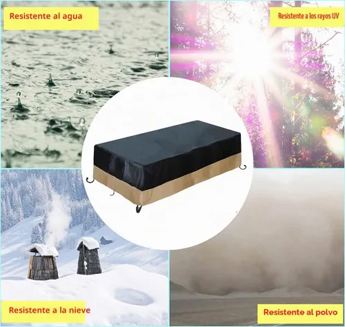 Vista 6 de Cubierta rectangular resistente al agua de 60 pulgadas para fogata de gas de patio al aire libre, 60 pulgadas de largo x 38 pulgadas de ancho x 24