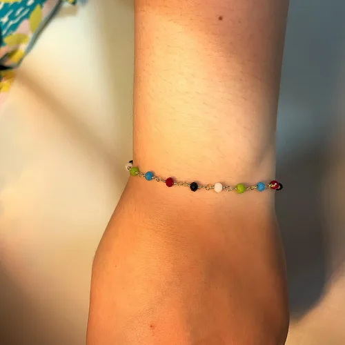 Vista 5 de Pulsera de cadena de elegante oro para mujer, pulseras de cadena individual o en capas, con eslabón de dije de corazón, karma, triángulo, perlas