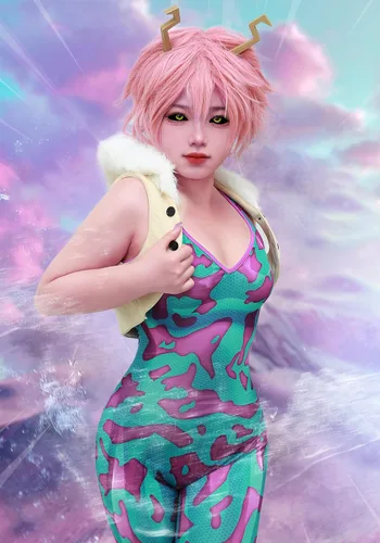 Vista 4 de C-ZOFEK US Ashido Mina Cosplay traje 3D estampado mono con tanque