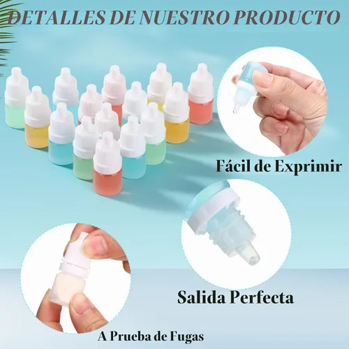 Vista 3 de TrelaCo 300 unidades de botellas cuentagotas de plástico a granel de 3 ml, botellas cuentagotas exprimibles transparentes para líquidos, aceites