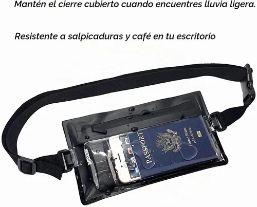 Vista 8 de Cangurera pequeña para viaje, resistente al agua Negro