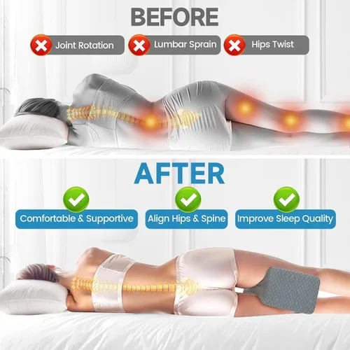 Vista 4 de SweetSlubr Almohada de rodilla de espuma viscoelástica para dormir de lado, almohada de apoyo para las piernas para dormir de lado, almohada