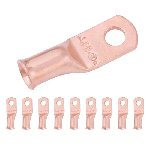 Vista 141 de SELTERM - 5 terminales de anillo resistentes para cable de batería, calibre 1/0 AWG, pernos de 1/2 pulgadas, terminales de calibre 0, ojales