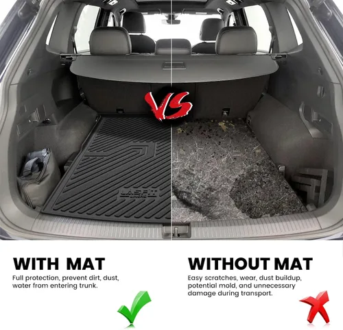 Vista 5 de LASFIT - Tapete de carga 3D para maletero de Volkswagen VW2018-2024 (ajuste 5 asientos), protección para todo tipo de clima, tapete de TPE de alta