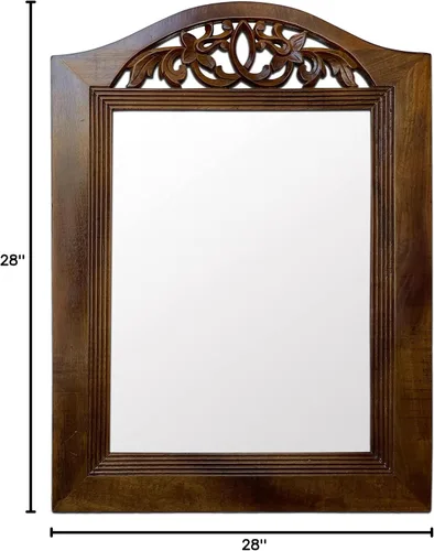 Vista 9 de Espejo de pared de madera, espejo de marco de madera rústica para baño, granja, dormitorio, entrada y sala de estar, espejo de pared decorativo