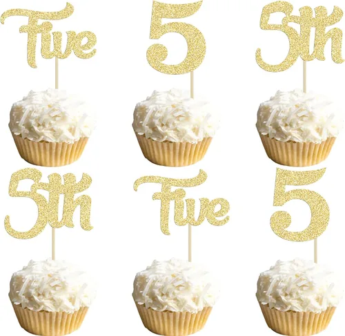 Vista 24 de 24 adornos para cupcakes de primer cumpleaños con purpurina para decoración de pastel de primer cumpleaños, selecciones de cupcakes para niños, baby