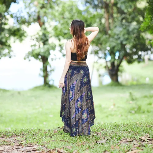 Vista 5 de Lannaclothesdesign - Falda larga para mujer de estilo bohemio, gitano, hippie, ropa de falda boho