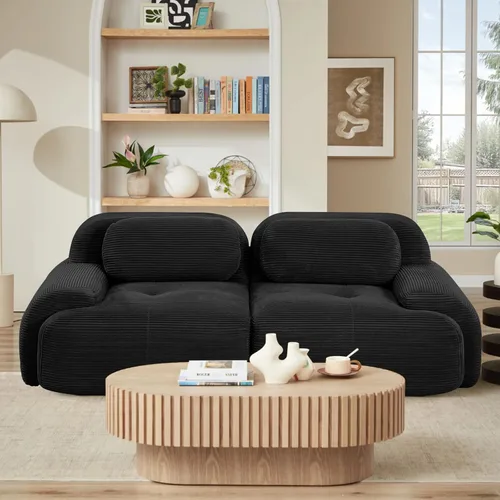 Vista 2 de Sofá comprimido moderno de espuma viscoelástica de 82 pulgadas, sofás seccionales grandes de 2 plazas para sala de estar, sofá modular Cloud que