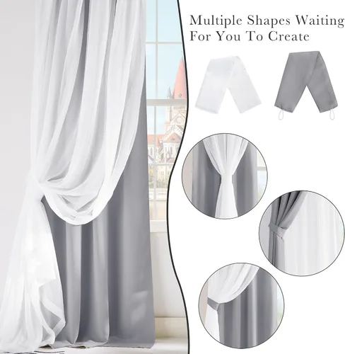 Vista 9 de PONY DANCE Cortinas Opacas con Superposición de Gasa, Cortinas de Doble Capa con Aislamiento Térmico Mix & Match para Oscurecer Habitaciones