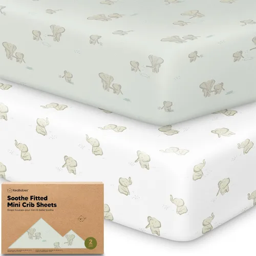 Vista 31 de 2 paquetes de sábanas ajustadas para mini cuna - 38x26 sábanas Pack N Play para colchón Pack and Play, algodón orgánico, ropa de cama transpirable