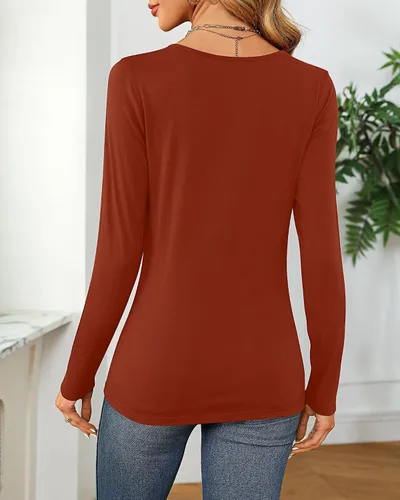 Vista 2 de Riyiper 2 piezas de camisetas para mujer con cuello redondo, camiseta básica casual para mujer