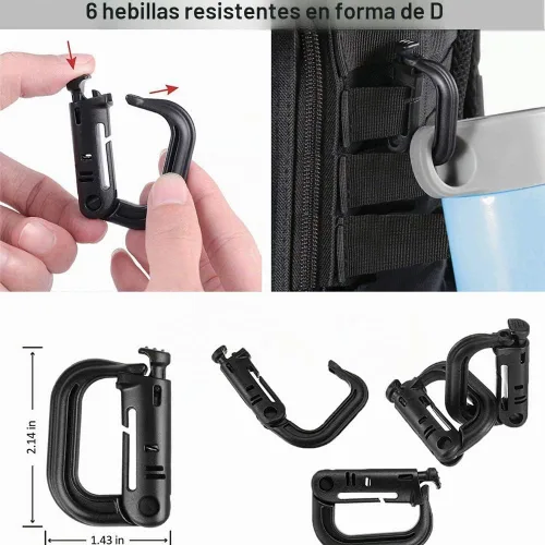 Vista 3 de Molle Accessories Kit de 30 accesorios, anillo en D Grimloc bloqueo engranaje clip web dominator cuerdas elásticas hebilla para correas de 1 pulgada