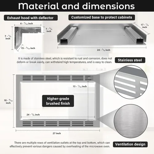 Vista 3 de NN-TK922SS - Kit de molduras de microondas de 27 pulgadas para horno de microondas Panasonic de 2.2 pies cúbicos, construcción de acero inoxidable