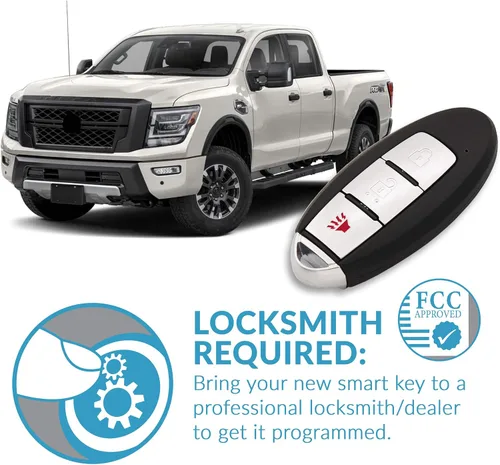 Vista 5 de Keyless2Go Reemplazo para llave inteligente de proximidad de 3 botones para Nissan KR5TXN7 285E3-9UF1A