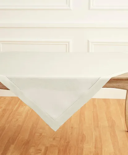 Vista 96 de Solino Home Mantel de lino blanco de 52 x 52 pulgadas, mantel cuadrado de lino 100% puro, con dobladillo clásico, lavable a máquina para verano