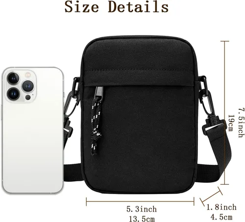 Vista 2 de Bolsos cruzados pequeños, bolsa de hombro de nailon para mujeres, hombres, bolsas de mensajero de viaje para teléfono, monedero pequeño