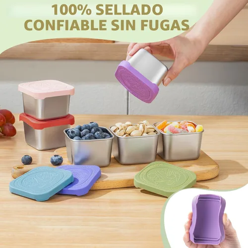 Vista 3 de Contenedores de aperitivos de 6 onzas con tapas para niños, paquete de 6