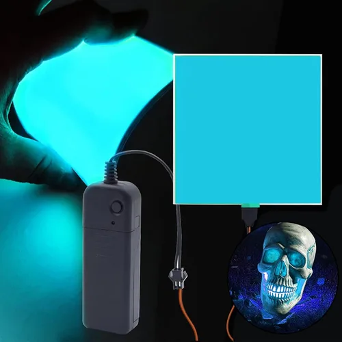Vista 8 de Panel LED flexible, hoja de panel electroluminiscente, cinta EL cortable, suave para máscara de ojos, cosplay, decoración de fiesta, azul claro