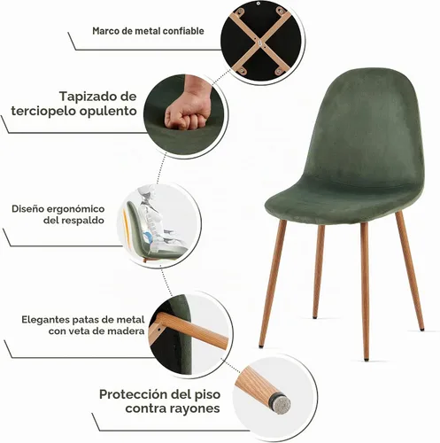 Vista 6 de Howtek Juego de mesa de comedor de 5 piezas, mesa de comedor rectangular moderna con 4 sillas de comedor de terciopelo, juego de mesa de cocina que
