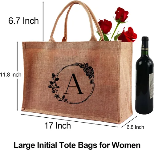 Vista 2 de A-Z - Bolsas grandes con iniciales con monograma para mujeres, regalos de agradecimiento para profesores, madres para el día de la madre