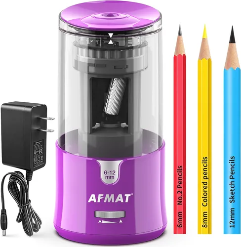 Vista 11 de AFMAT PS91 - Sacapuntas eléctrico, sacapuntas de alta resistencia para lápices de 0.236-0.472 pulgadas, lápices del N.º 2/lápices de colores, parada