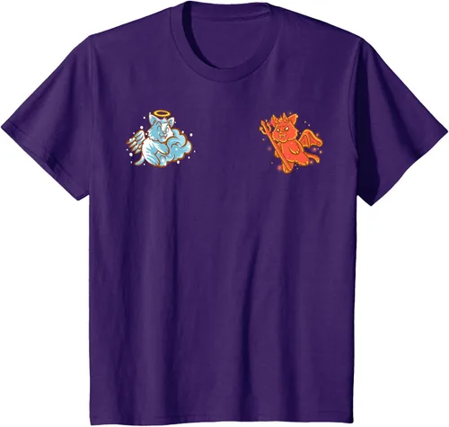 Vista 70 de Camiseta de gato ángel y diablo sentado en tu hombro Nerd Kitten, Negro