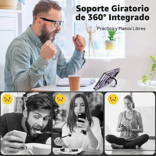 Vista 6 de Vofolen Funda para Samsung Galaxy S23 Ultra con tarjetero [almacena 2 tarjetas] + soporte de anillo giratorio de 360° de doble capa resistente a