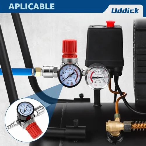 Vista 7 de Regulador de presión del compresor de aire 1/4 "Válvula de expansión neumática, válvula de control de presión con conexión 180psi 12bar