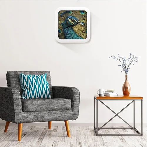 Vista 5 de 10" Square Modern Wall Clock,Animal Patterns Print Kitchen Clocks Wall Battery Operated,Silent Non Ticking Unique Funny Cute Wall Clock for Living
