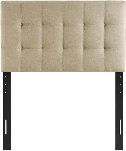 Vista 5 de Modway Lily Cabecero doble tapizado de tela de lino con botones en beige