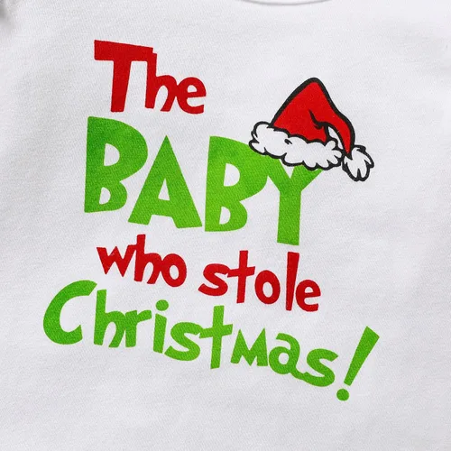 Vista 5 de ZOELNIC The Baby Who Stole - Trajes de Navidad para bebé, niño y niña, manga larga, camiseta con letras+pantalón peludo, 2 piezas, ropa de disfraz