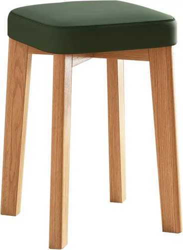 Vista 21 de JKGHK Dining Chairs, Cushioned Backless Bar Kitchen Chairs, Stackable Wooden Nesting Stool, Leather Room Stool, for Home, Office, Dining Room Gris