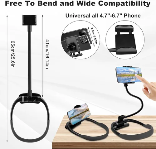 Vista 4 de Soporte para teléfono celular, soporte para teléfono celular de cuello, soporte de teléfono flexible de cuello de cisne sin manos para cama, soporte