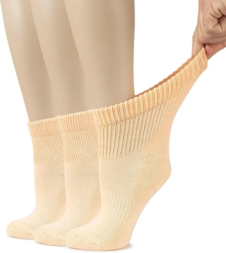 Vista 37 de Hugh Ugoli Calcetines tobilleros de algodón para mujer para diabéticos, anchos, sueltos, elásticos, puntera sin costuras, semiacolchado superior sin