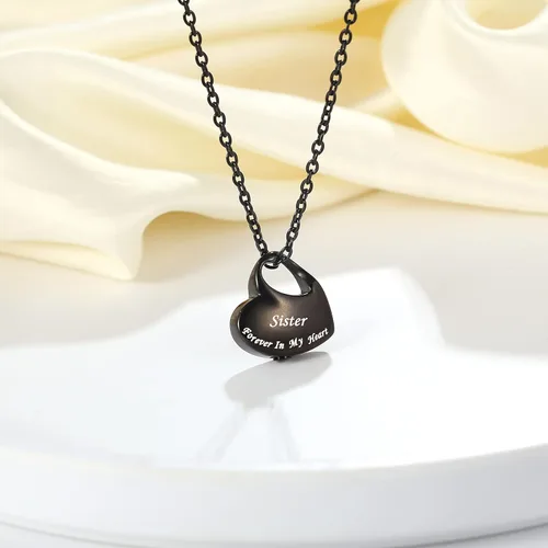 Vista 2 de VIUJUH Cremation Urn Necklace for AshesForever In My Heart Carved LocketStainless Steel Keepsake Urn JewelryWaterproof Memorial Pendant for Mom