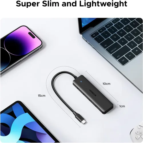 Vista 5 de UGREEN Hub USB C, 4 puertos USB A Splitter Ultra-Slim USB Expander USB para mouse, teclado, unidad flash, disco U, impresora compatible con laptop