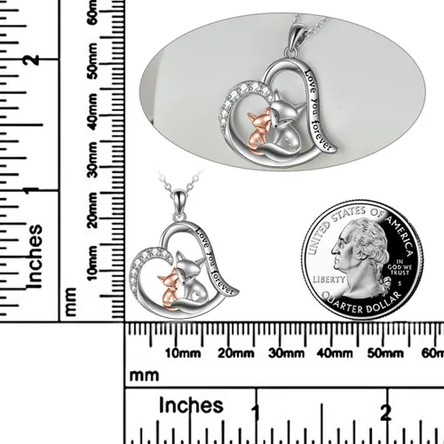 Vista 3 de POPLYKE Collar de plata de ley para mujer diseño de rana zorro mariquita mariposa regalo para el día de la madre para mamá hija esposa collar