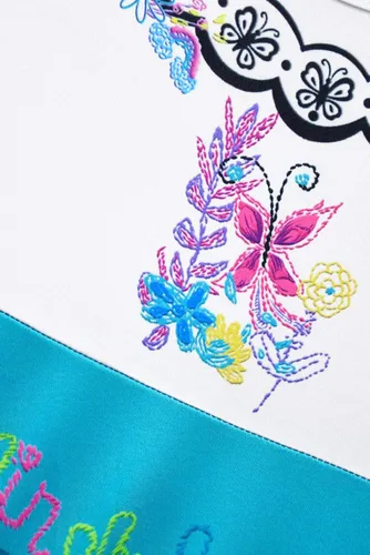 Vista 8 de Disfraz de Mirabel Madrigal para niños, disfraz de Mirabel, faldas de princesa, capa de capa, trajes de Halloween con bolsa
