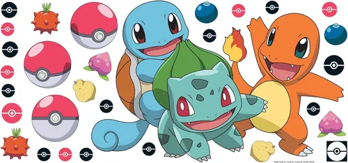 Vista 5 de RoomMates RMK5361GM Calcomanías de pared gigantes pegar y pelar Pokémon Squirtle, Charmander y Bulbasaur