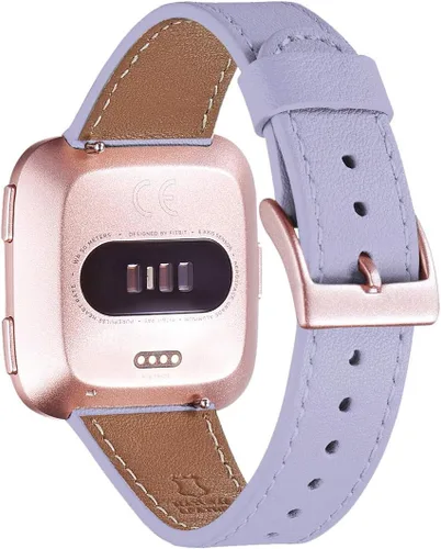 Vista 15 de WFEAGL Correa para Fitbit Versa, correa de cuero de grano superior para reloj inteligente Fitbit Versa Fitness (correa negra + hebilla negra)
