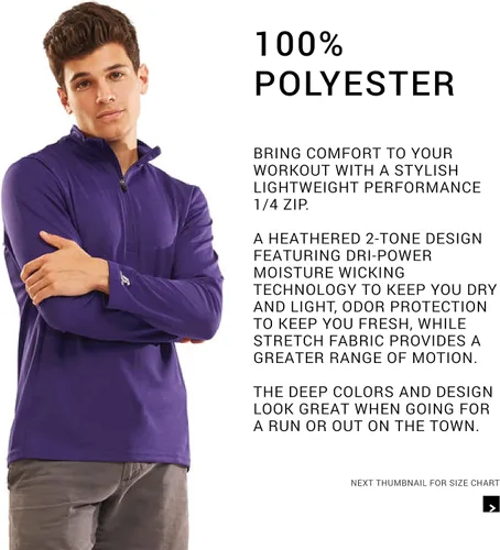 Vista 8 de Russell Athletic s Dri-Power - Sudadera ligera con cremallera de 14, ropa deportiva para protección solar de secado rápido