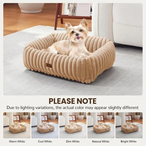 Vista 3 de Cama lavable para perros pequeños y medianos, cama rectangular ortopédica de forro polar de pana para mascotas con funda extraíble y parte inferior
