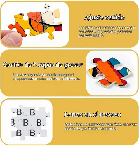 Vista 2 de Rompecabezas de arte abstracto para adultos, 1000 piezas, rompecabezas de gato para mujeres, geométricos modernos, rompecabezas de animales únicos