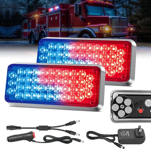 Vista 20 de Nilight Luces estroboscópicas magnéticas inalámbricas, 2 unidades, 12 luces LED ámbar de advertencia de emergencia, 18 patrones de destello