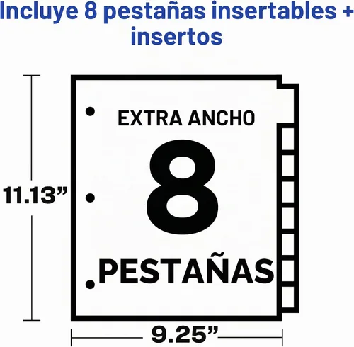 Vista 3 de Avery Big Tab Separadores insertables con pestaña extra anchos 8 pestañas transparentes, 1 juego (11223)