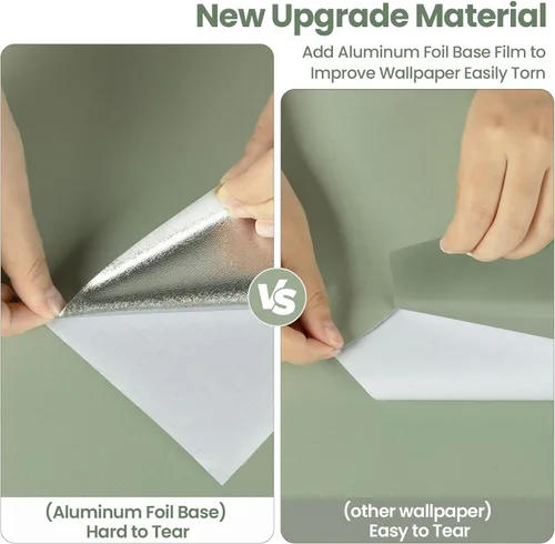 Vista 8 de practicalWs Papel tapiz de color verde salvia, papel de contacto verde para pegar y despegar, 17.7 x 118.1 pulgadas, papel tapiz removible de vinilo