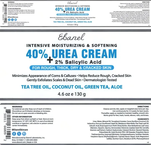 Vista 9 de Ebanel Crema de urea 40% más ácido salicílico, paquete de 3 unidades de crema para pies secos agrietados para pies agrietados, talones, rodillas